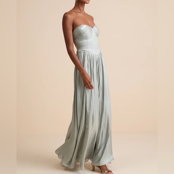 Lulus Dresses & Skirts - Lulu's Kylin Sage satin basque waist maxi dress